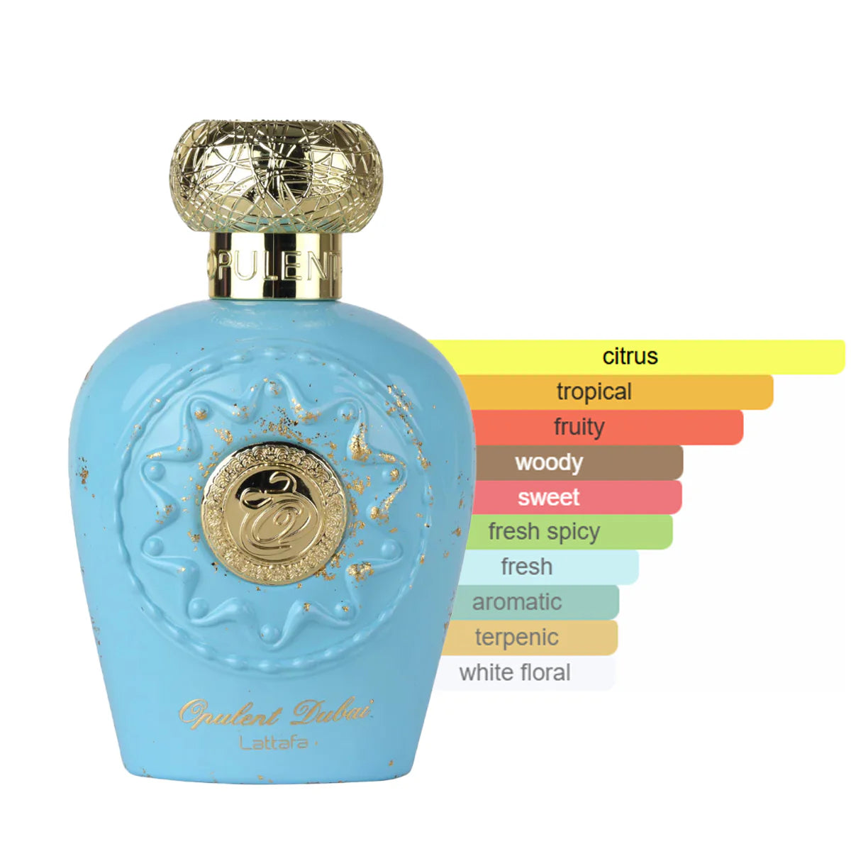 Lattafa Opulent Dubai 100 ml perfume árabe tropical