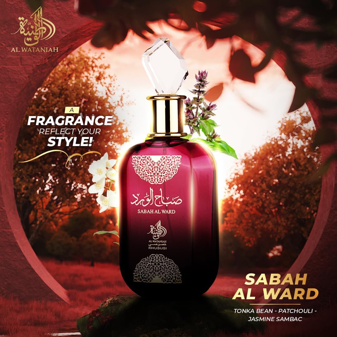 Al Wataniah Sabah Al Ward - Perfume de Lujo para Mujeres, Eau de Parfum 100ml, Fragancia Floral y Sofisticada