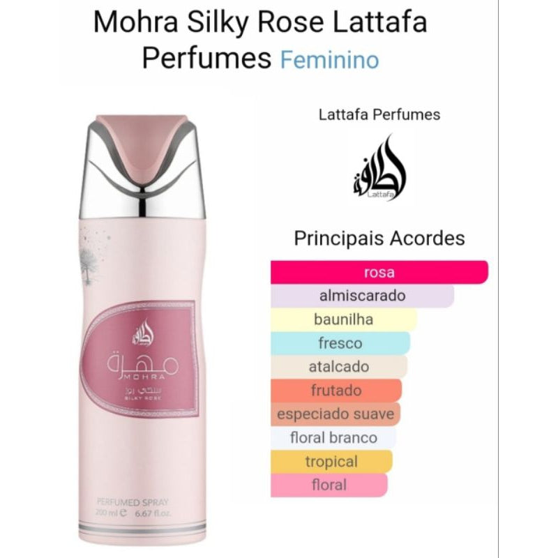 Lattafa Mohra Silky Rose feminino desodorante spray 200ml