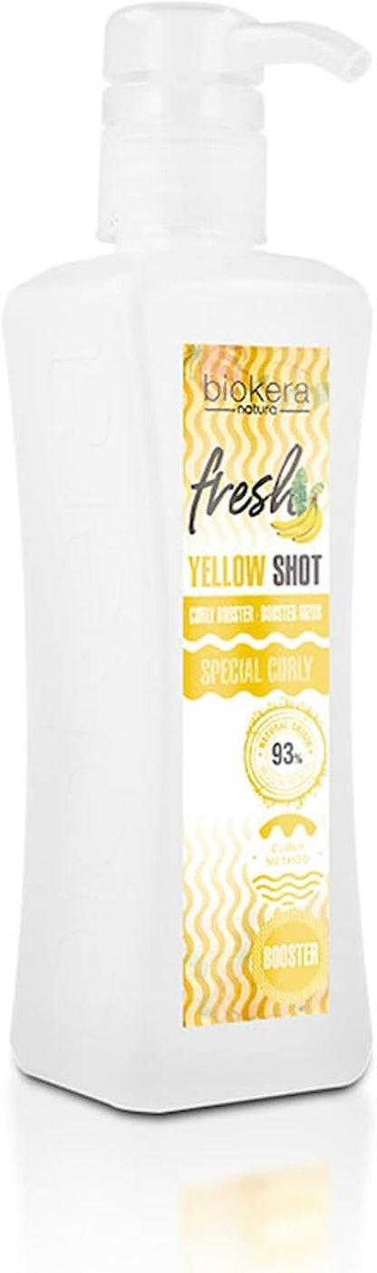 SALERM - Gel Activador de Rizos - Curly Booster Yellow Shot - 300 ml - Biokera Fresh - Rizos Definidos - Hidratación Profunda del Cabello - Fijación Natural - Sin Sulfatos ni Parabenos - Vegano