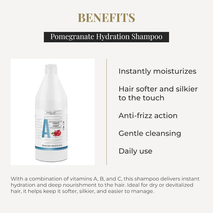 SALERM - Champú Hidratante - Hair Lab Granada - 1200 ml - Limpieza Suave - Apto para Uso Diario - con Vitaminas A, B y C - sin Parabenos - Vegano - Olor a Fresa