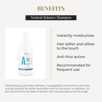 SALERM - Champú Neutro Dermoprotector - Hair Lab Neutral Balancing - 1200 ml - pH Neutro - para Todo Tipo de Cabellos - con VItaminas B y C - Hidrata y Cuida el Cuero Cabelludo - Anti Encrespamiento