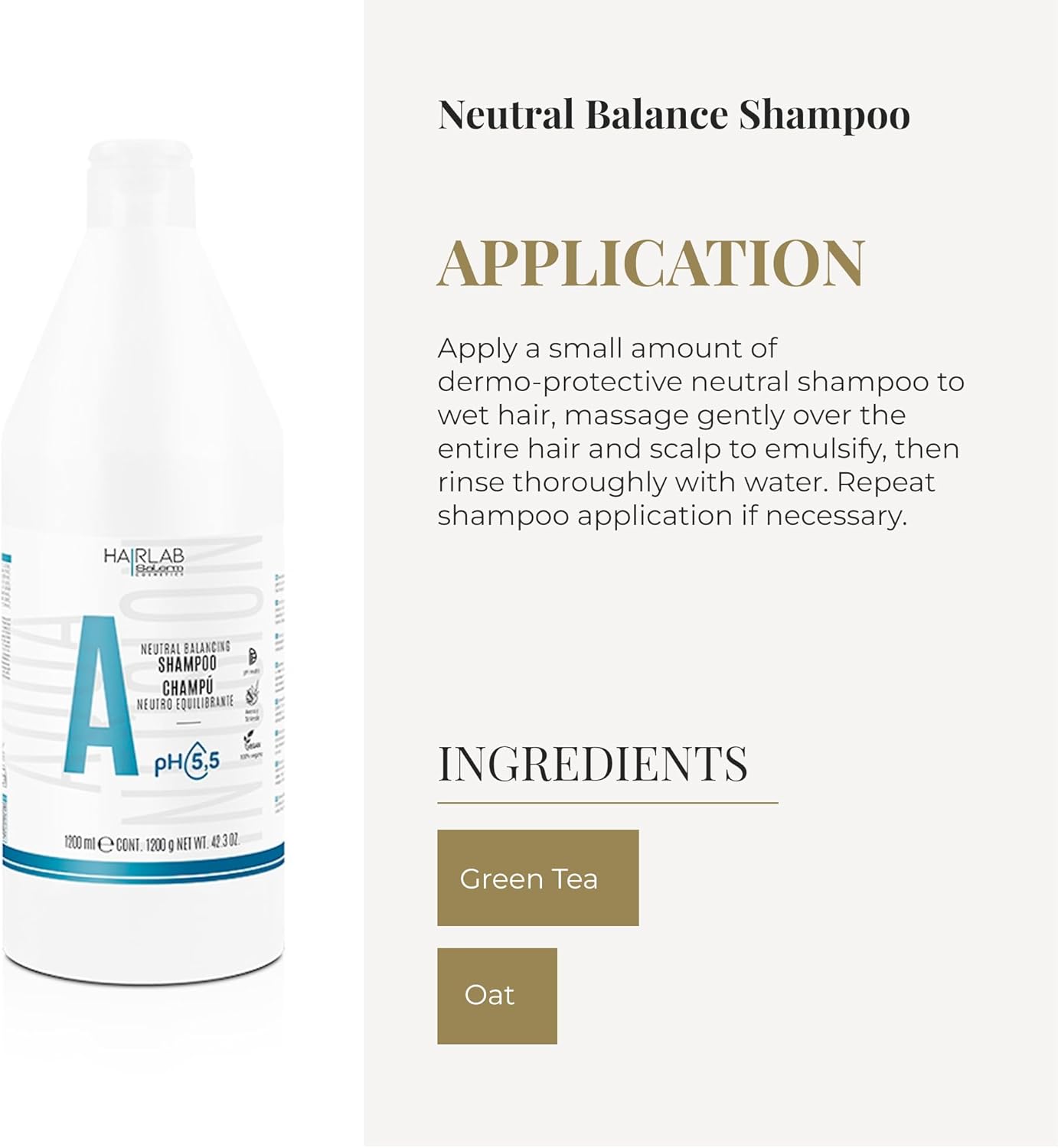 SALERM - Champú Neutro Dermoprotector - Hair Lab Neutral Balancing - 1200 ml - pH Neutro - para Todo Tipo de Cabellos - con VItaminas B y C - Hidrata y Cuida el Cuero Cabelludo - Anti Encrespamiento