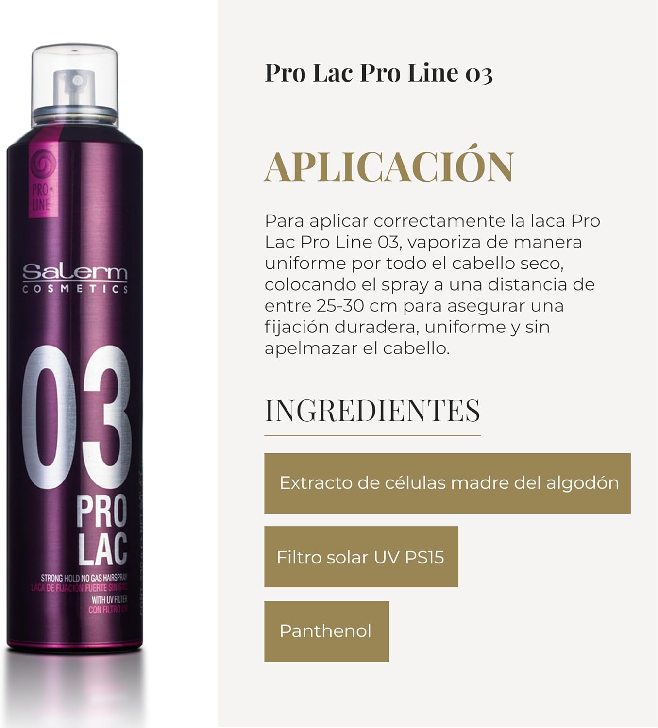SALERM - Laca sin Gas - Pro Line Hair Spray 03-300 ml - Fijación Fuerte - con Filtro Solar UV - Efecto Anti Humedad - Conserva el Color - Protege el Cabello de las Agresiones Externas