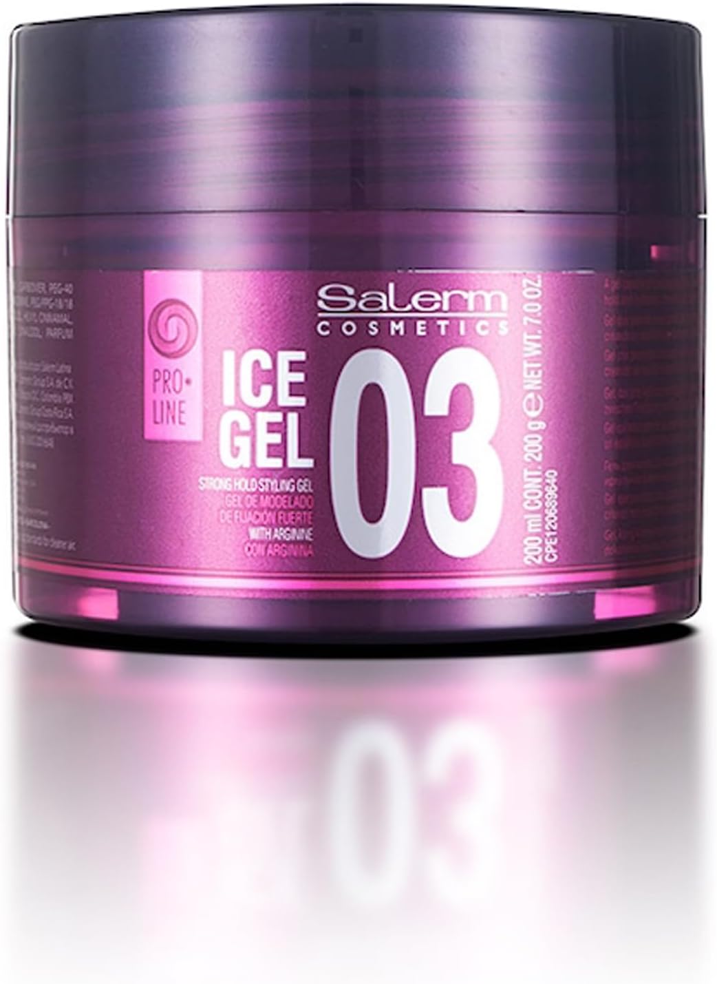 SALERM - Gel Fijador para el Pelo - Ice Gel 03-200 ml - Fijación Fuerte - Gel Efecto Mojado - Fijación e Hidratación del Cabello - con Arginina - Fortalece la Fibra Capilar