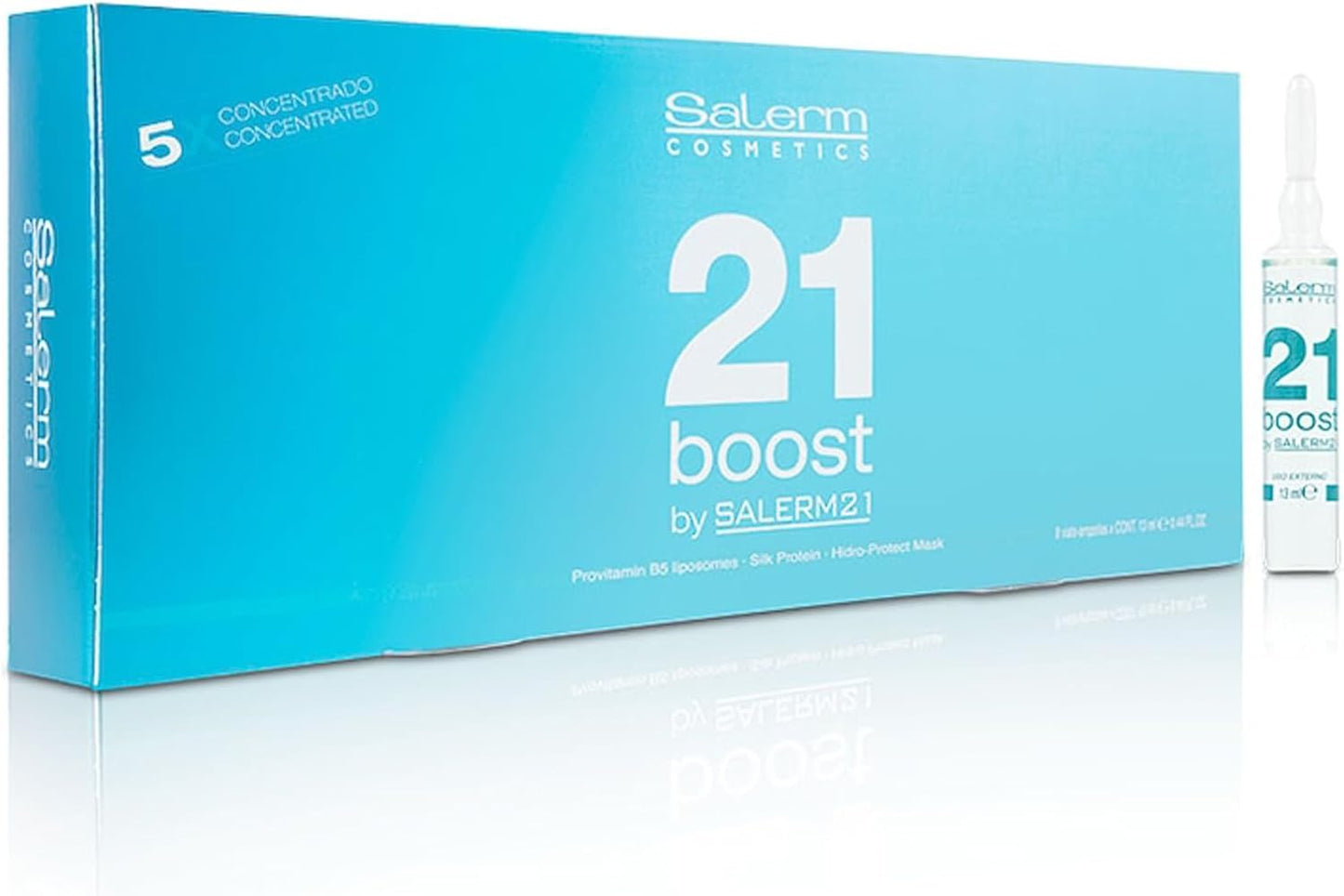 SALERM - Mascarilla Capilar Concentrada - Salerm 21 Boost Ampollas Hidratantes para el Cabello - 8 x 13 ml - Repara el Cabello - con Protector Térmico - Antipolución y Anti Frizz