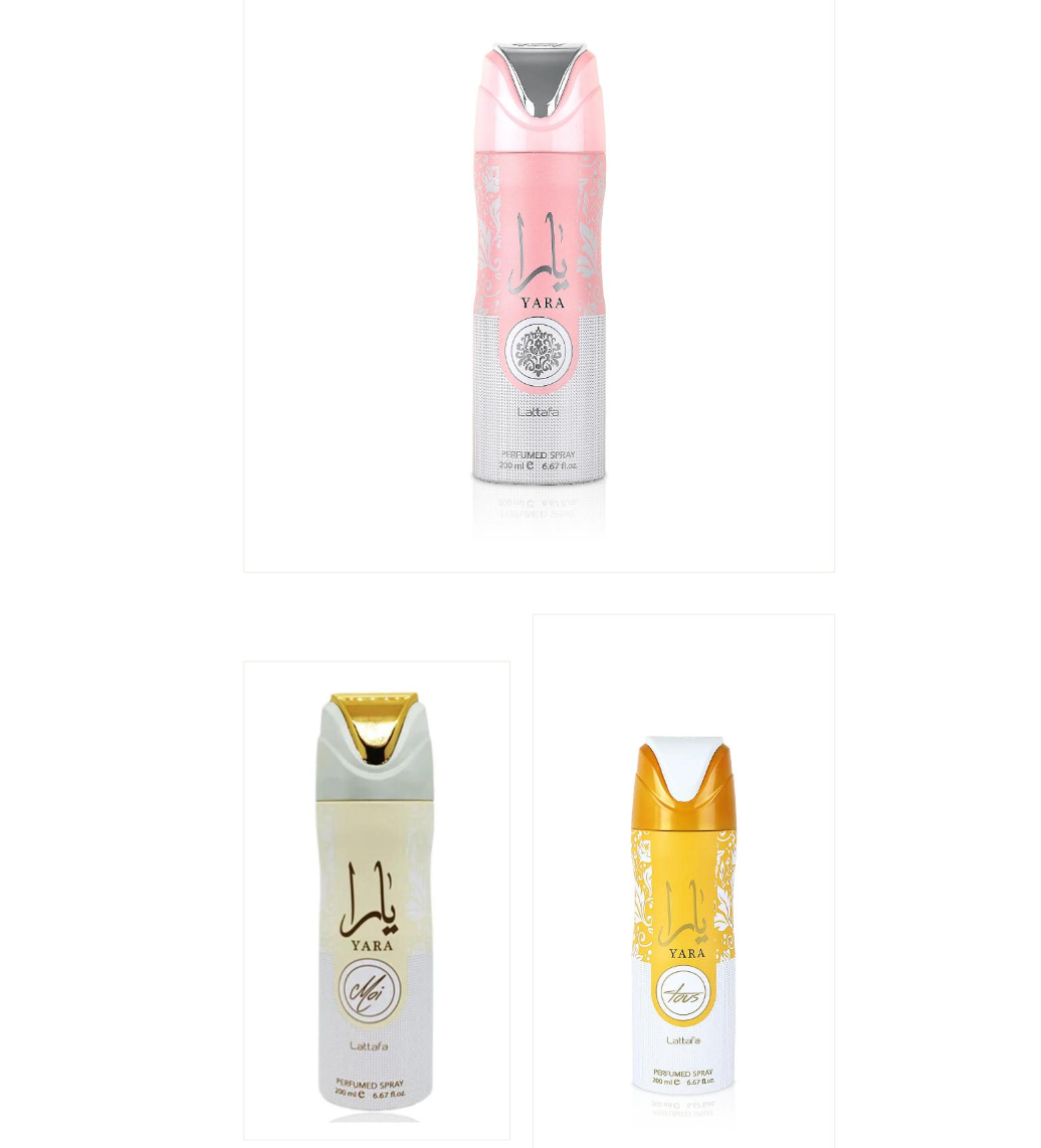 Lattafa - SET - Desodorante spray corporal Yara de larga duración, 200ml x3