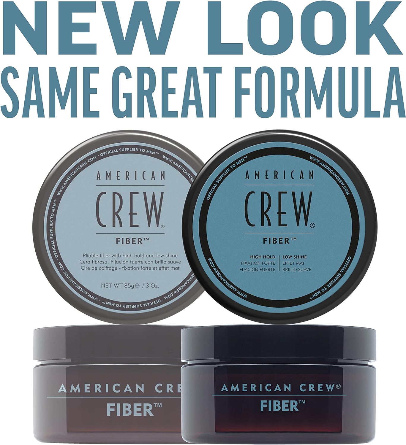 American Crew - 85gr Fiber, Cera para el Pelo Hombre, Fijación Fuerte y Flexible, Moldea y Aumenta el Brillo, para Pelo Corto, Estiliza y Peina el Cabello