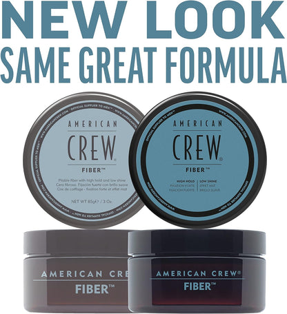 American Crew - 85gr Fiber, Cera para el Pelo Hombre, Fijación Fuerte y Flexible, Moldea y Aumenta el Brillo, para Pelo Corto, Estiliza y Peina el Cabello