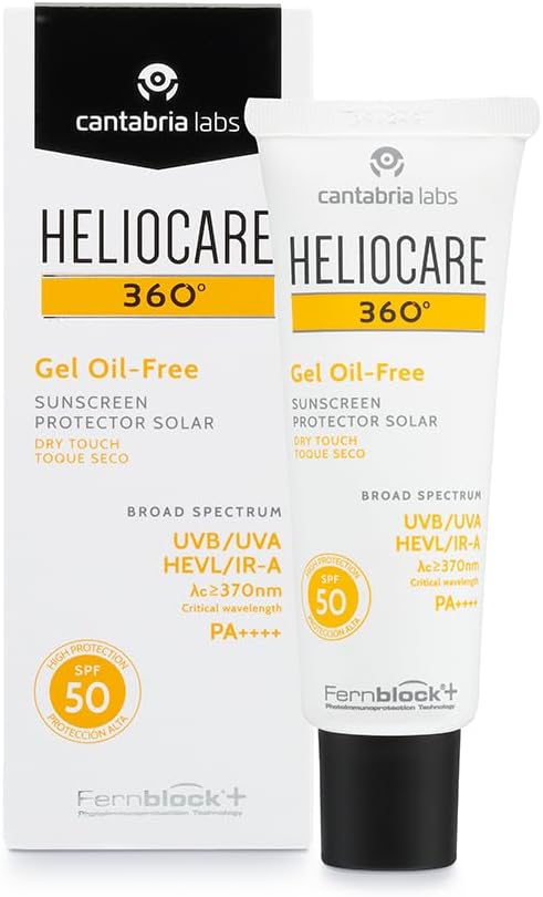 Heliocare 360º Gel Oil-Free SPF 50+ - Crema Solar Facial, Fotoprotector Avanzado, Ligero, Pieles Grasas, Tendencia Acneica, Acabado Mate y Tacto Seco, 50ml