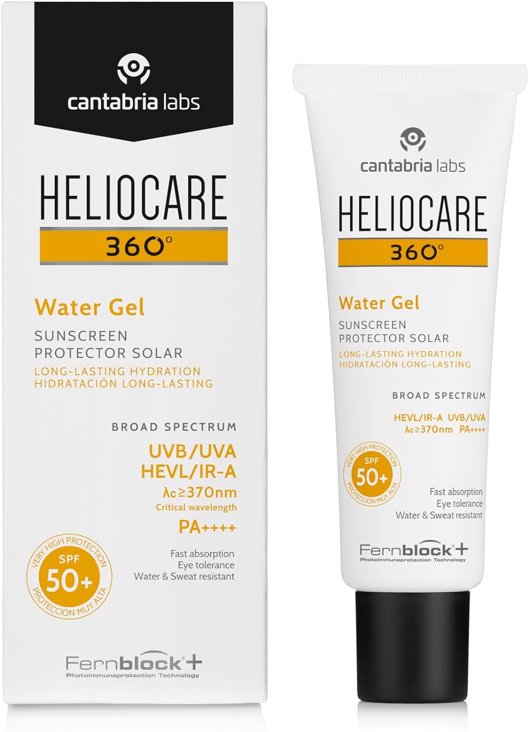 Heliocare 360° Water Gel SPF 50+ - Crema Solar Facial, Fotoprotector Avanzado, Ultraligera, Hidratante, Pieles Normales y Sensibles, Resistente al Agua, 50ml