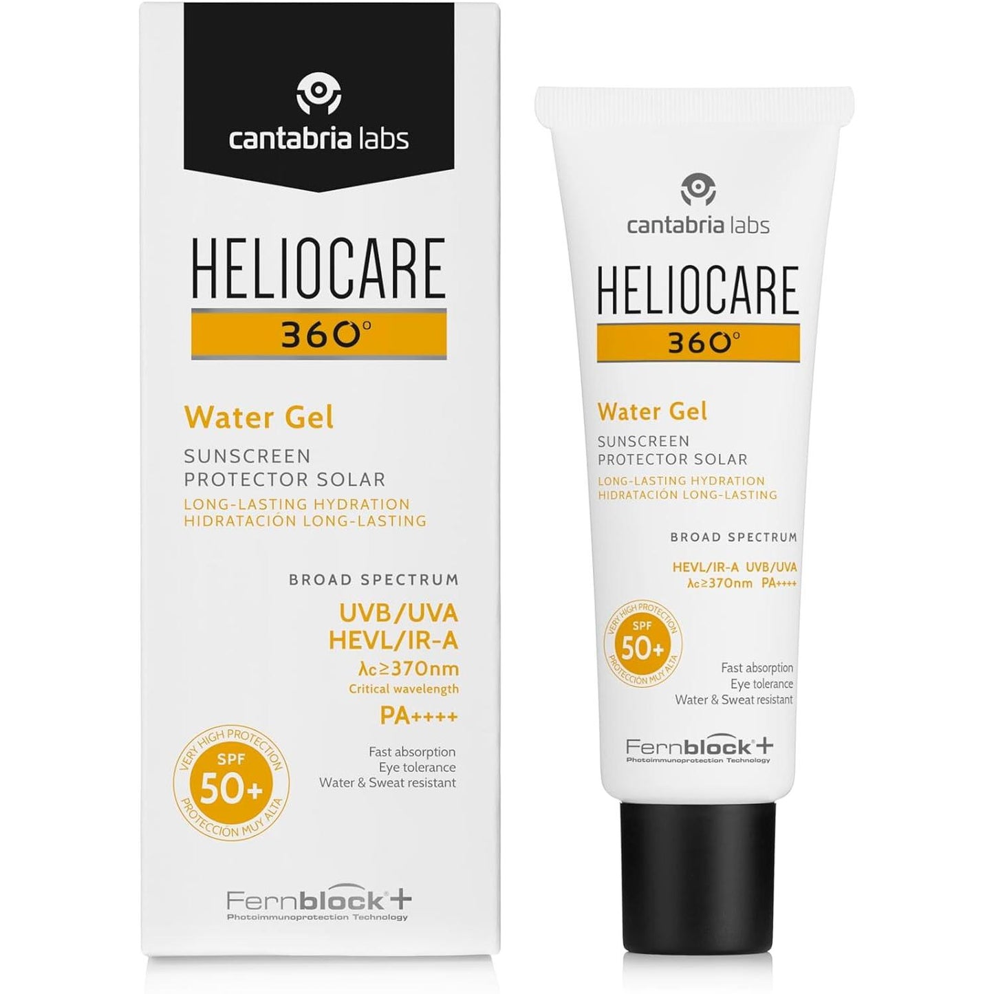 Heliocare 360° Water Gel SPF 50+ - Crema Solar Facial, Fotoprotector Avanzado, Ultraligera, Hidratante, Pieles Normales y Sensibles, Resistente al Agua, 50ml