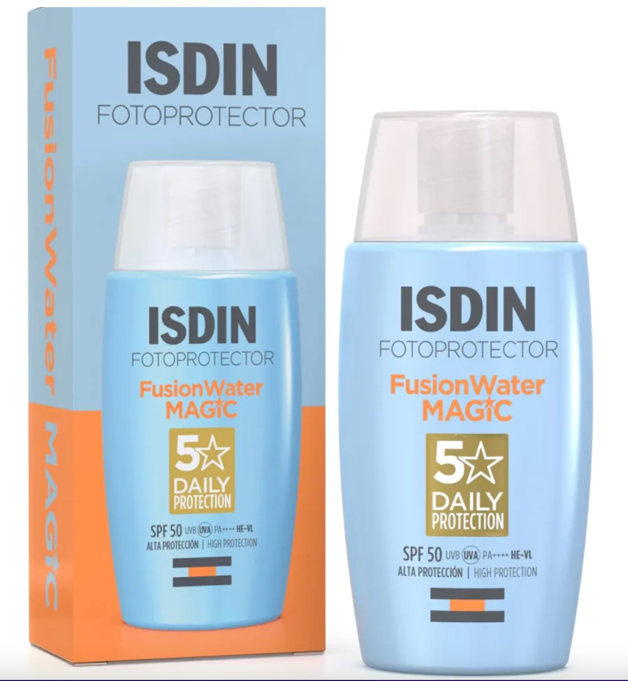 ISDIN Fotoprotección Fusion Water MAGIC SPF 50, Protector Solar Facial de Textura Ligera - 50ml