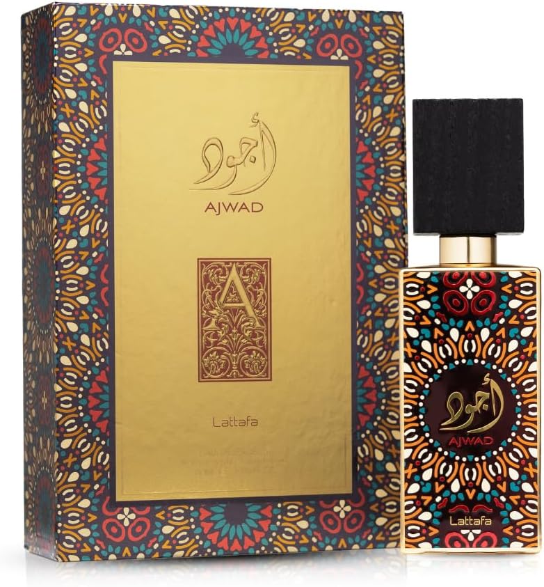 Lattafa Ajwad Eau de Parfum Perfume Unisex, Fragancia Oriental, con notas de Bergamota, Jazmín, Rosa, Canela, Cedro, Ámbar y Vainilla 60ml