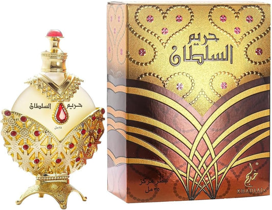 Khadlaj Perfumes Hareem Al Sultan Gold 35ml - Fragancia Floral Afrutada - Aceite Concentrado Perfumado para Mujeres que les gusten los aromas Cítricos