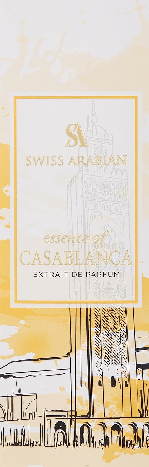 Swiss Arabian Essence Casablanca 100 ml – Extrait de Parfum Spray para hombre y mujer – Perfumes de madera ámbar – Perfume refrescante y duradero para mujer