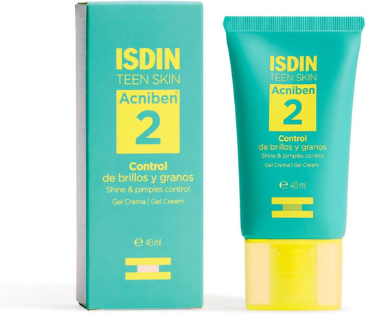 ISDIN ACNIBEN Paso 2 Gel Crema para el Control de Brillos y Granos, Matifica y Ayuda a Reducir los Granos, Textura Ligera, 40 ml