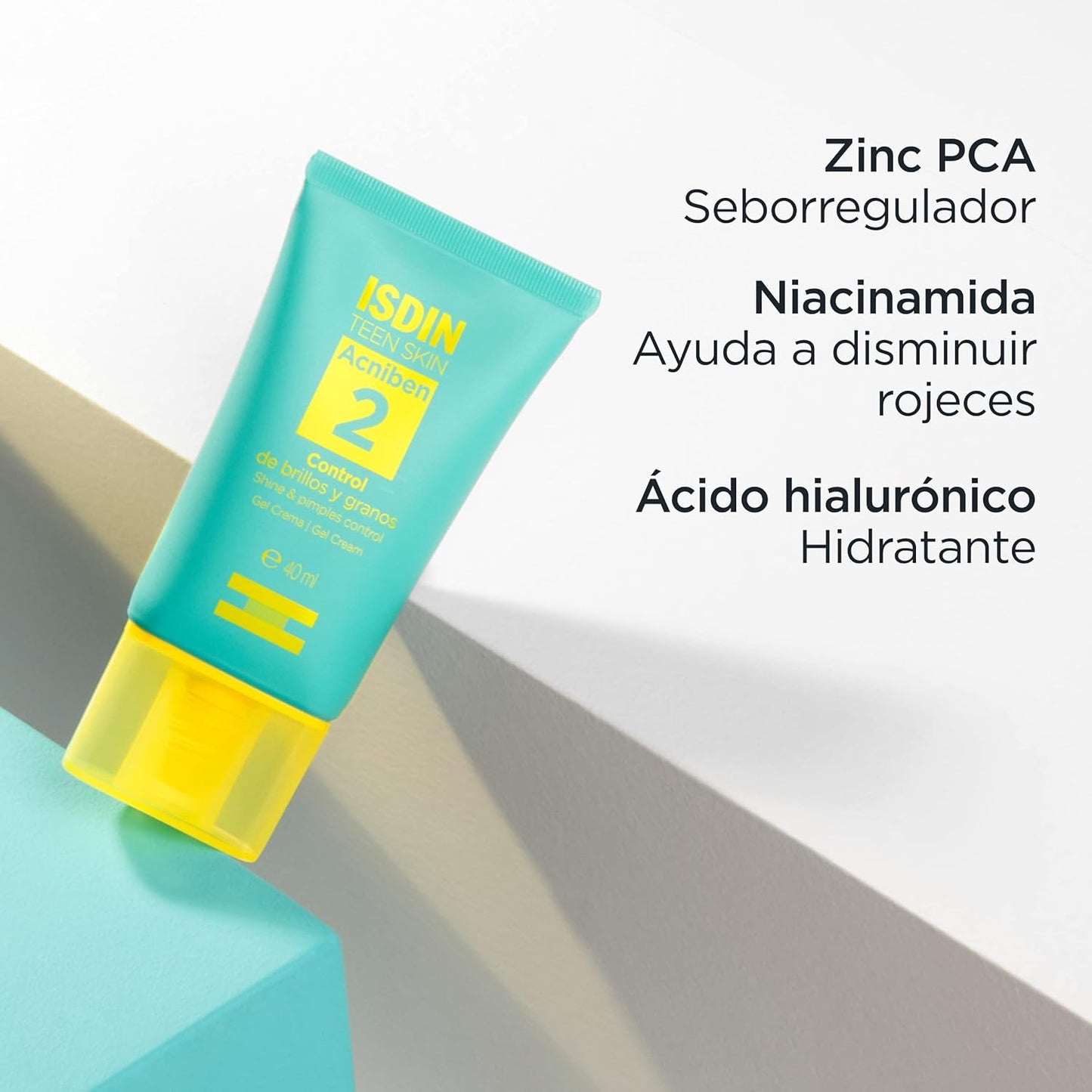 ISDIN ACNIBEN Paso 2 Gel Crema para el Control de Brillos y Granos, Matifica y Ayuda a Reducir los Granos, Textura Ligera, 40 ml