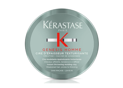 Kérastase Genesis Homme, Cera Espesante Texturizante, Para pelo fino y debilitado, Cire d‘Épaisseur Texturisante, 75 ml